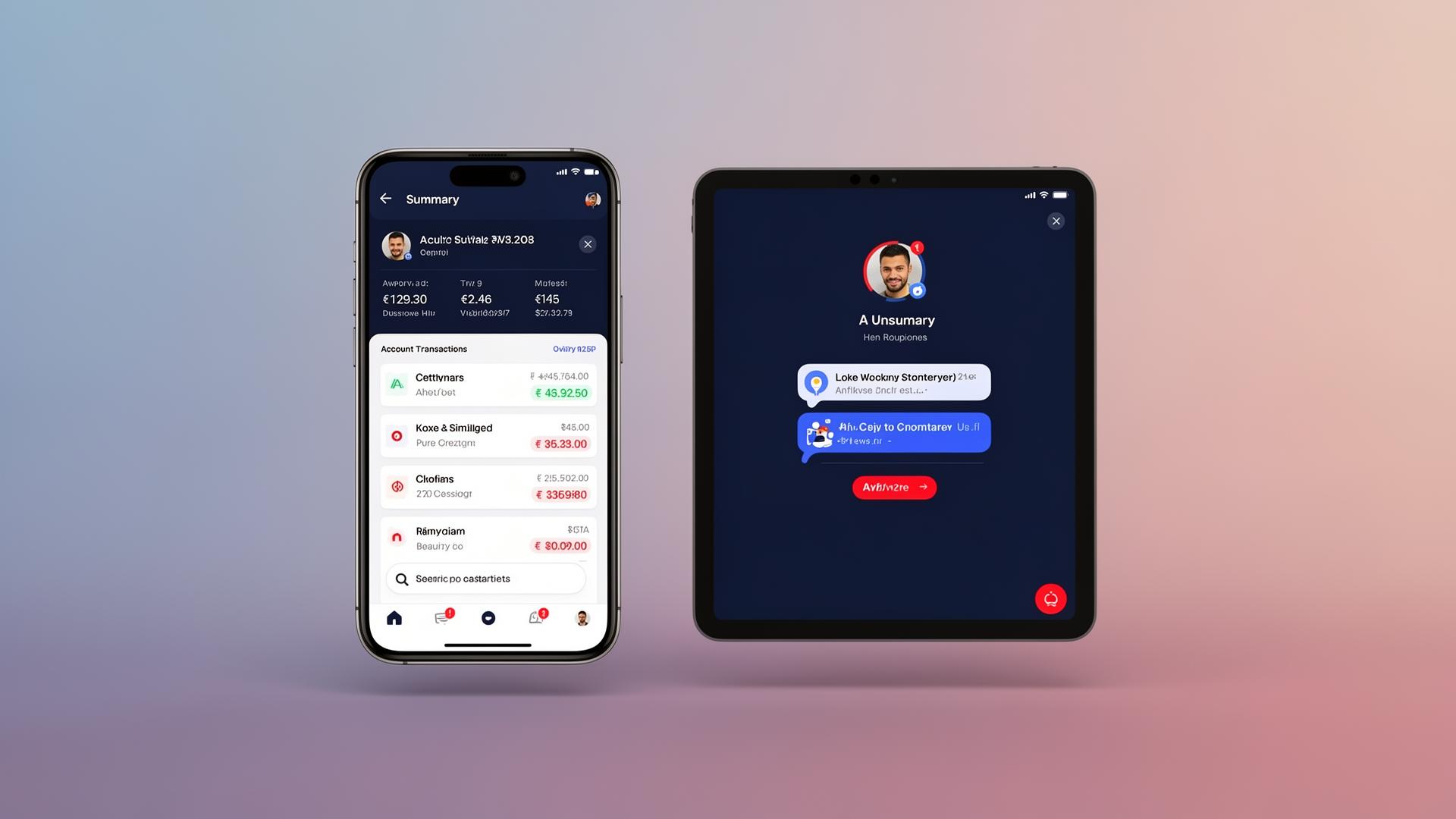 Universal Credit Bank app on phone and tablet
